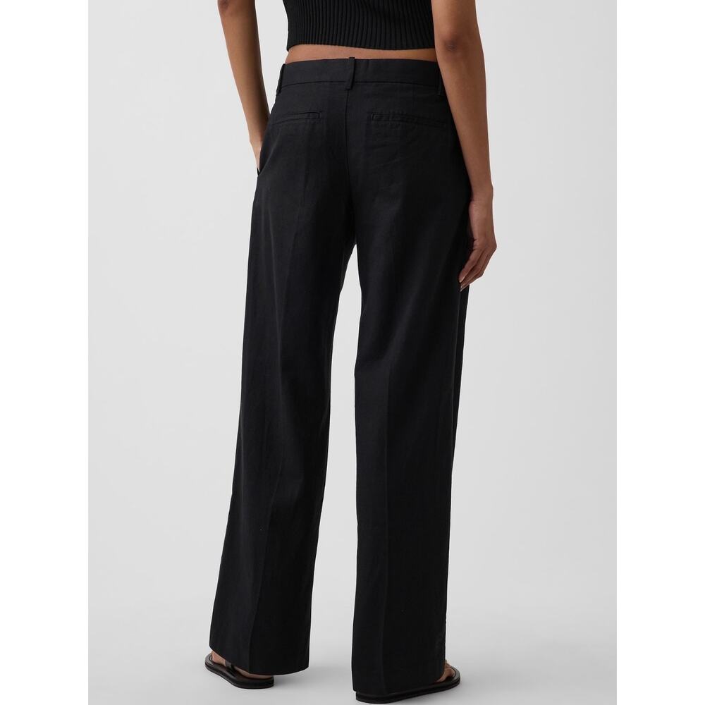 Gap 365 TALL Low Rise Linen Blend Trousers Pants Black 10 713962 NEW - Picture 2 of 12